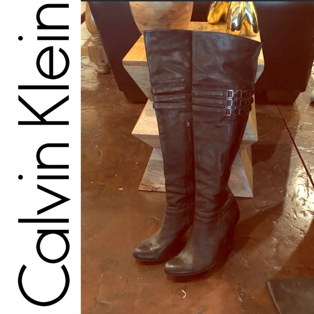 Over the knee genuine leather Calvin Klein boots